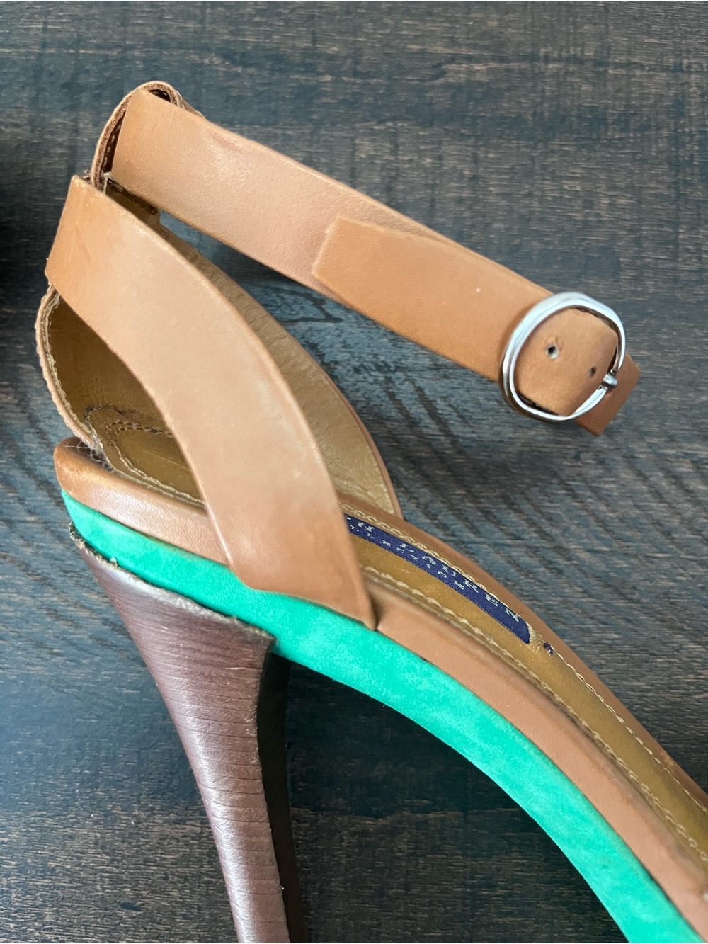Ralph Lauren Purple Label Rosas Sample Platform Heels Green Suede Leather 9.5 - Picture 10 of 14